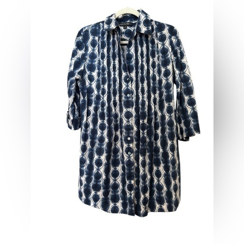 Lafayette 148 New York Navy and White Blouse